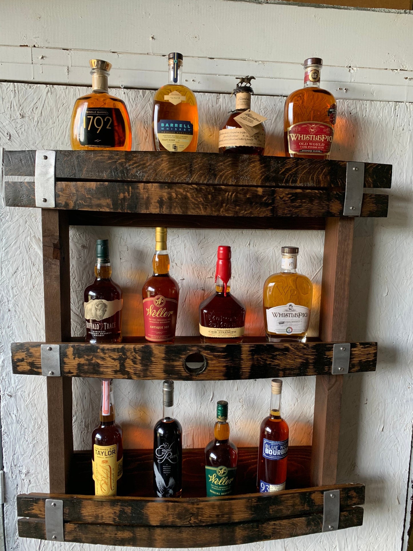 Whiskey Barrel Stave Hanging Liquor Bar