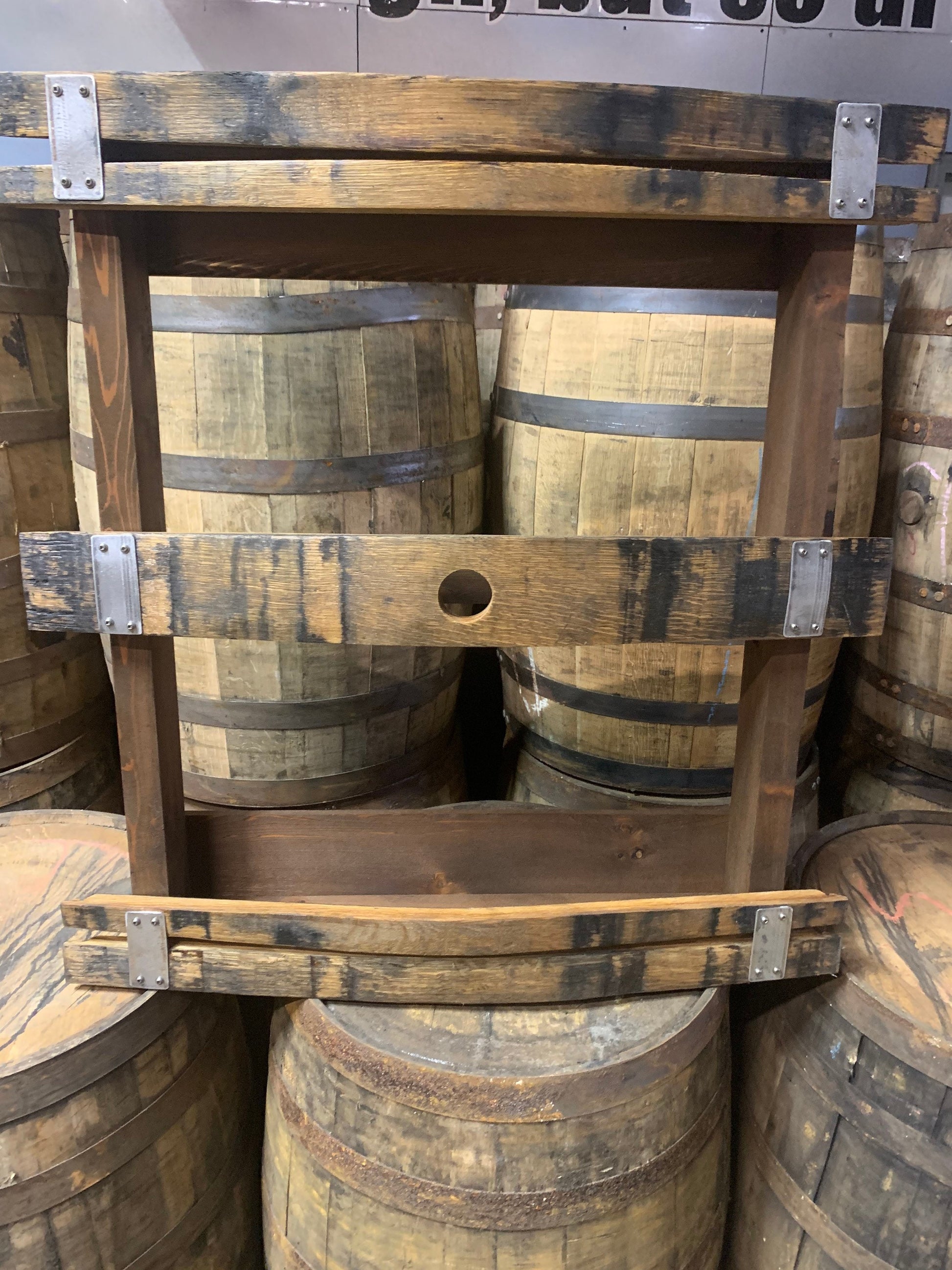 Whiskey Barrel Stave Hanging Liquor Bar