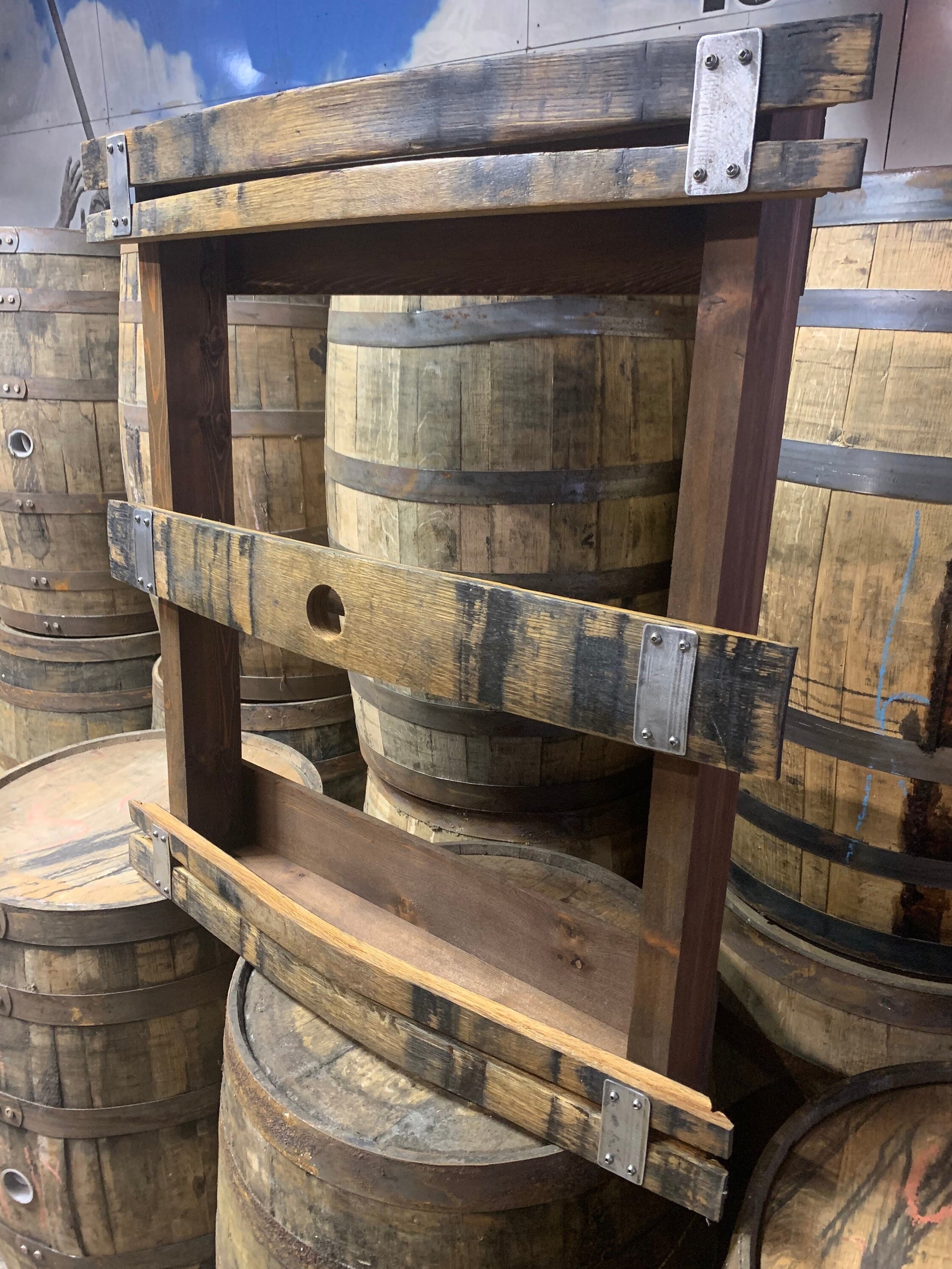 Whiskey Barrel Stave Hanging Liquor Bar