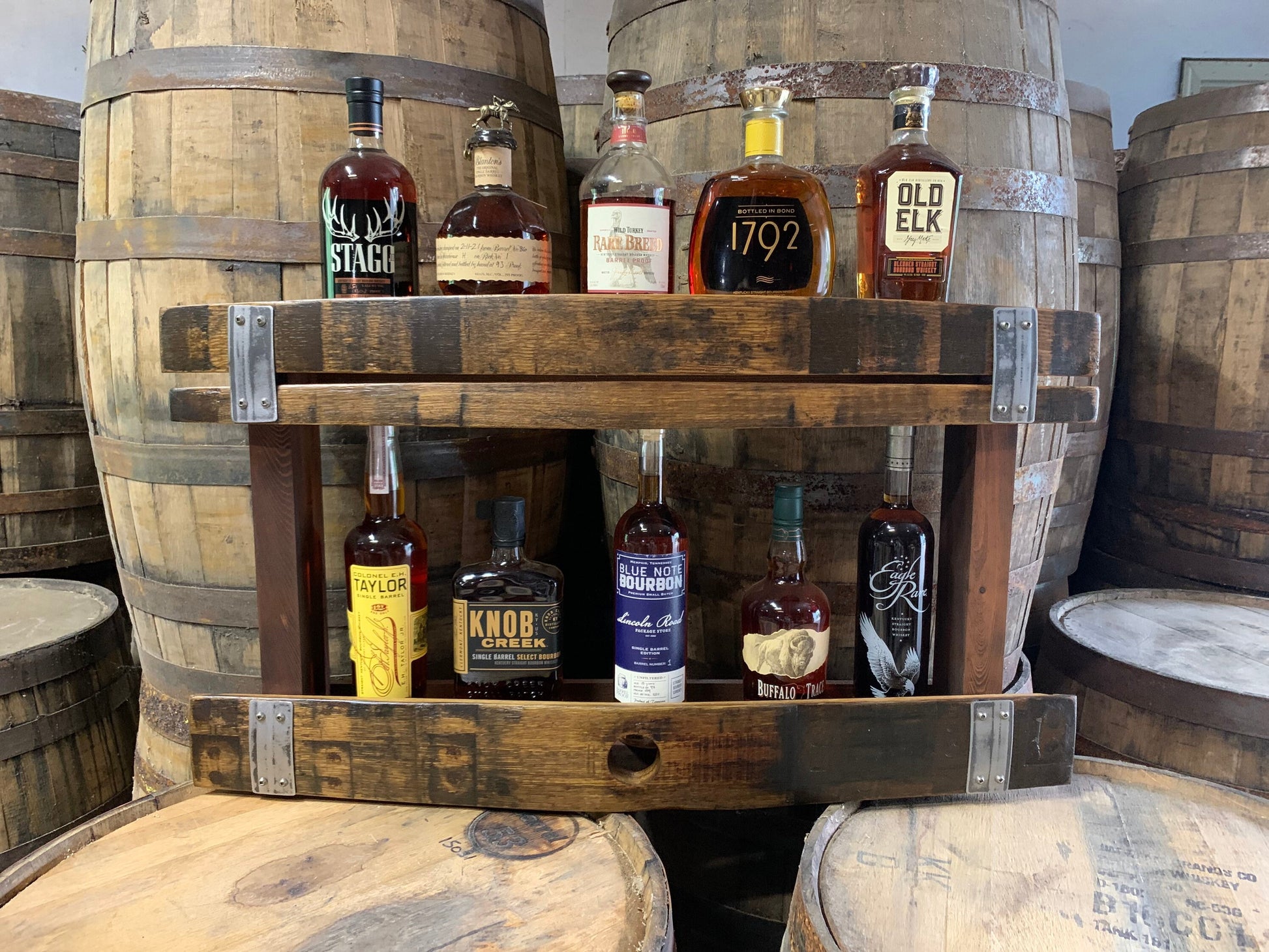 Bourbon Whiskey Barrel Stave Hanging Liquor Bar