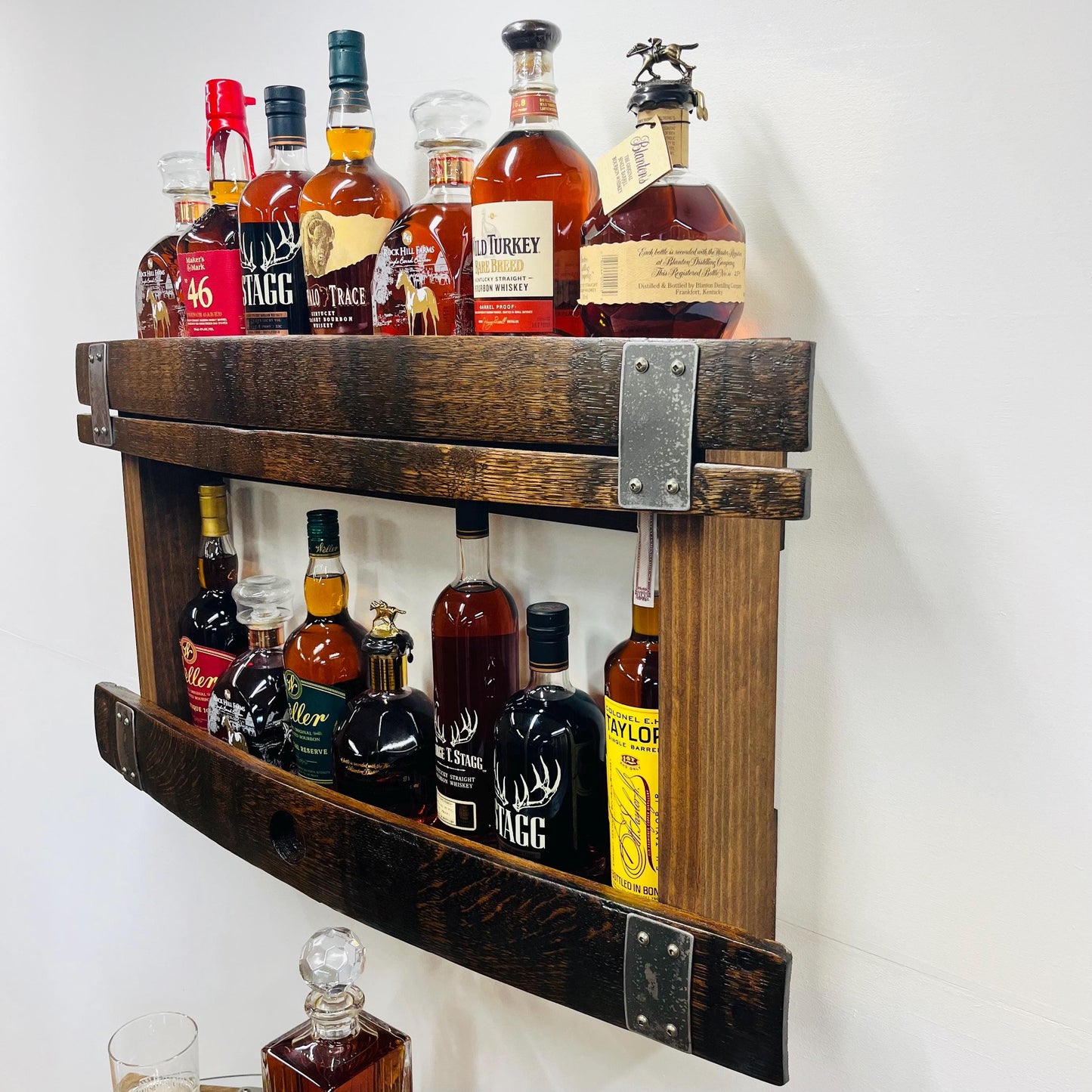 Bourbon Whiskey Barrel Stave Hanging Liquor Bar