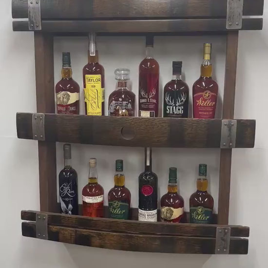 Whiskey Barrel Stave Hanging Liquor Bar