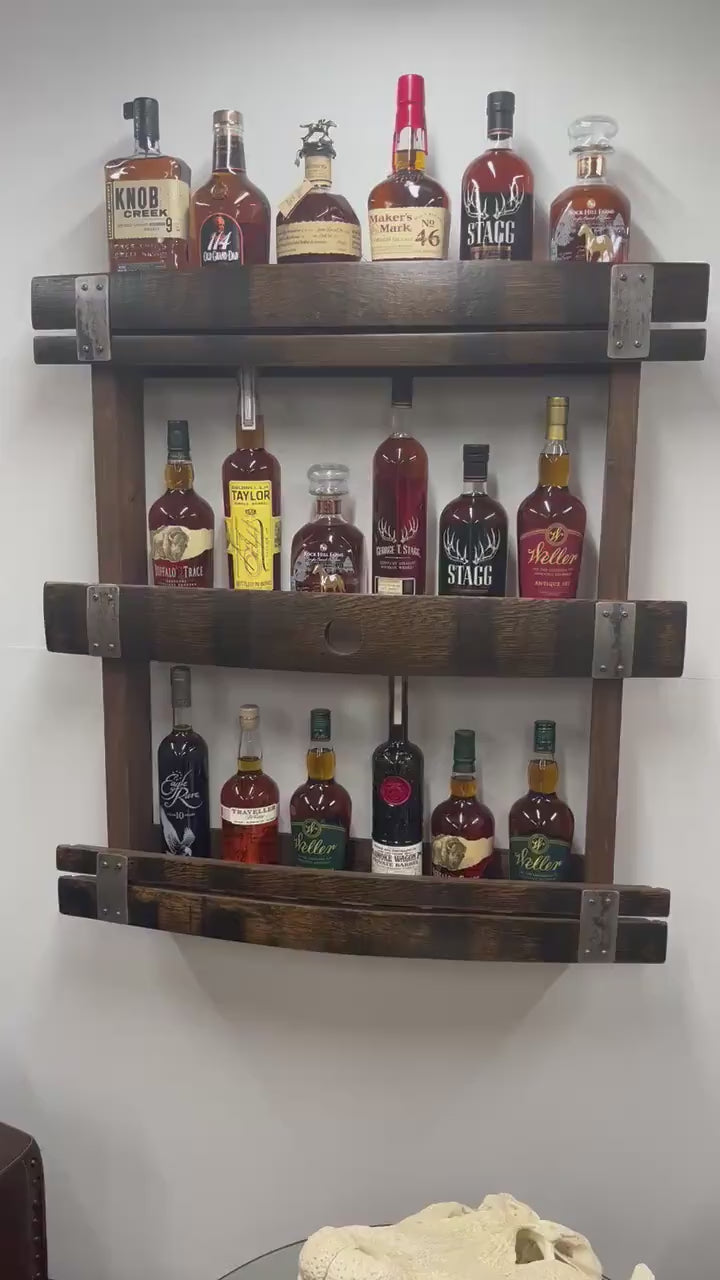 Whiskey Barrel Stave Hanging Liquor Bar