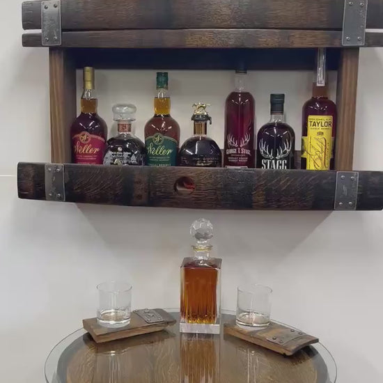 Bourbon Whiskey Barrel Stave Hanging Liquor Bar