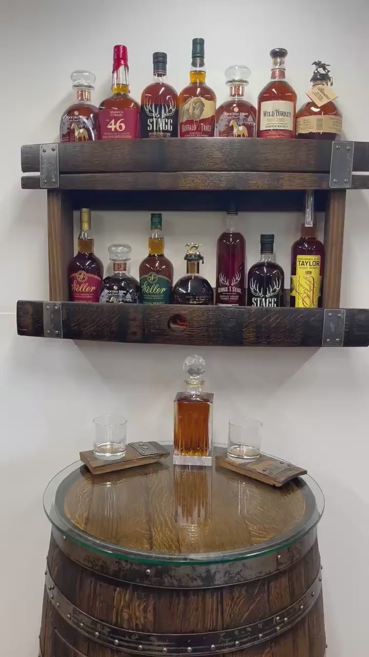 Bourbon Whiskey Barrel Stave Hanging Liquor Bar